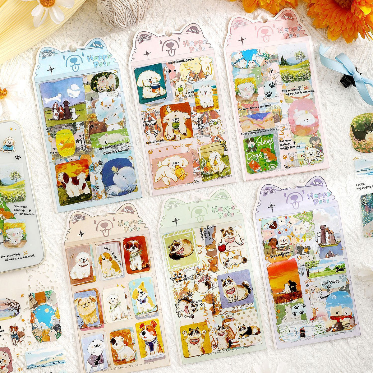 Stickers happy pets-4 pzas