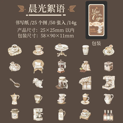 Mini latitas de stickers coffee-50 pzas
