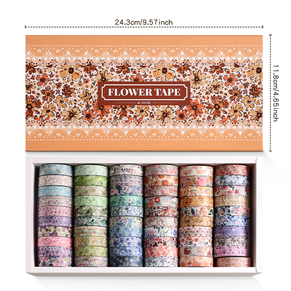 Set de washitape floral-60 pzas