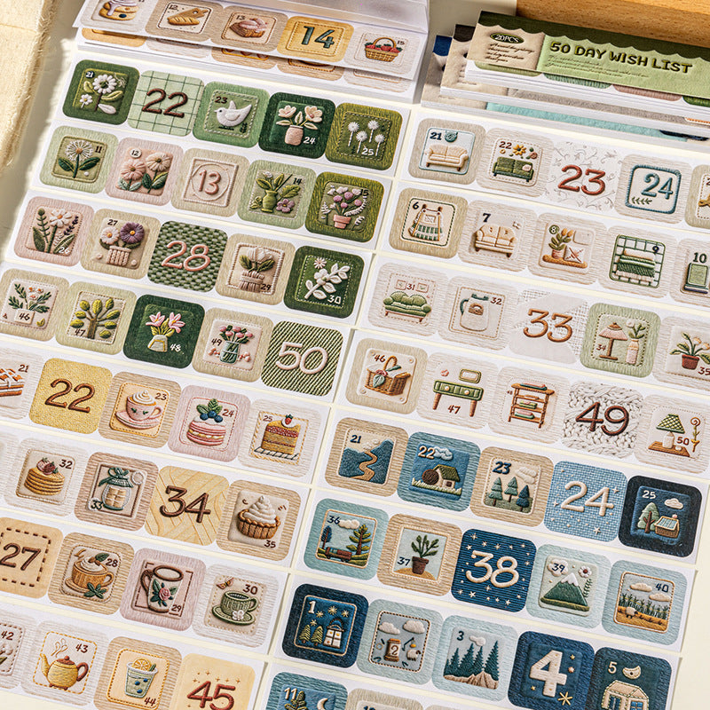 Stickers 50 days wish list-20 hojas