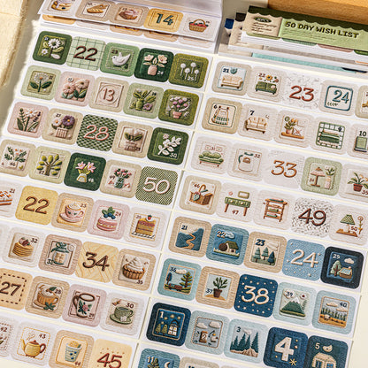 Stickers 50 days wish list-20 hojas