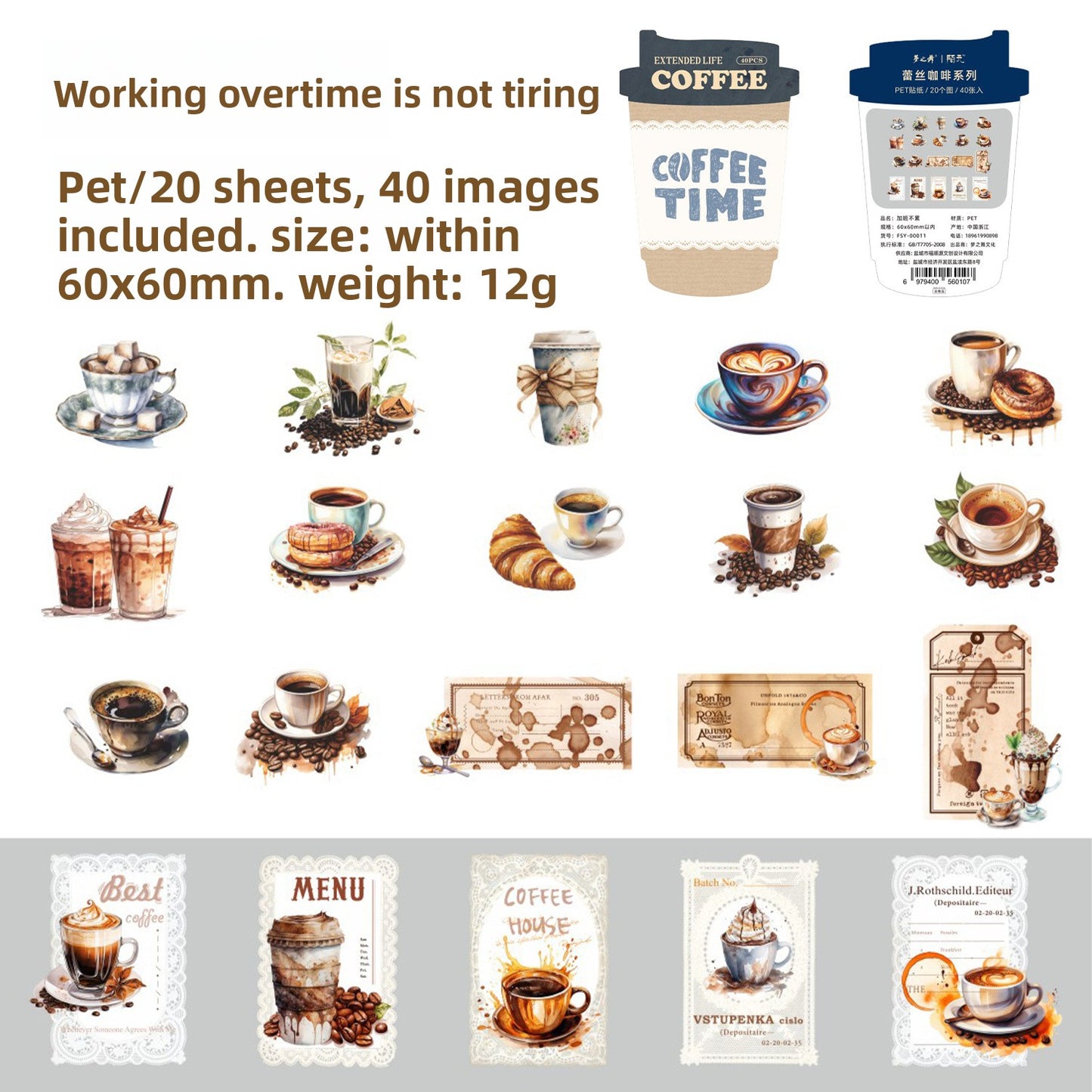 Stickers Extended life coffee-40 pzas
