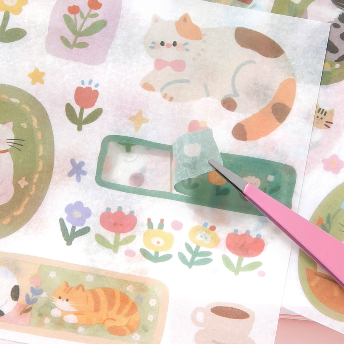 Set de washitape, notepad y stickers-120 pzas