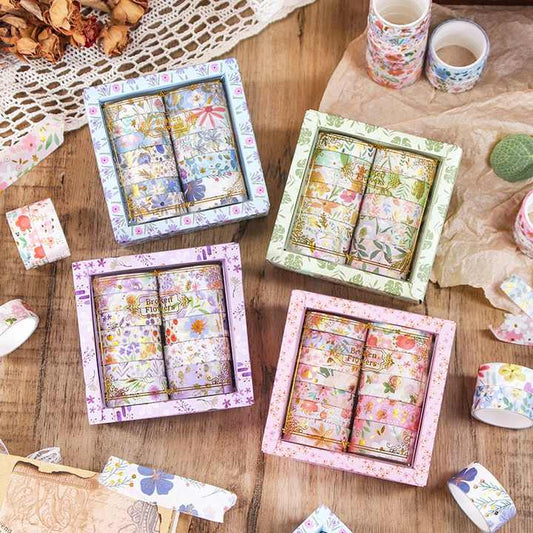 Juego de washitape "broken flowers"-12 pzas