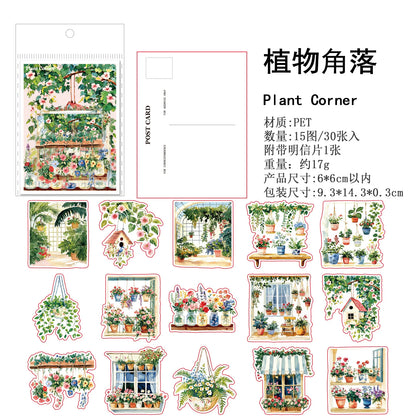 Stickers small town flower-30 pzas