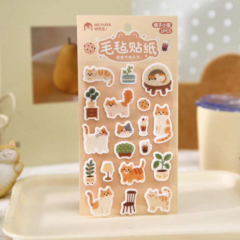 Stickers gato tipo fieltro-1 pza