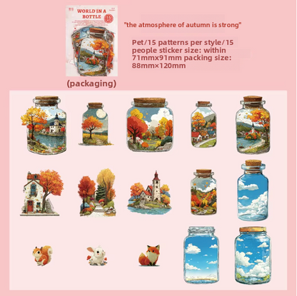 Stickers botellas coloridas-15 pzas