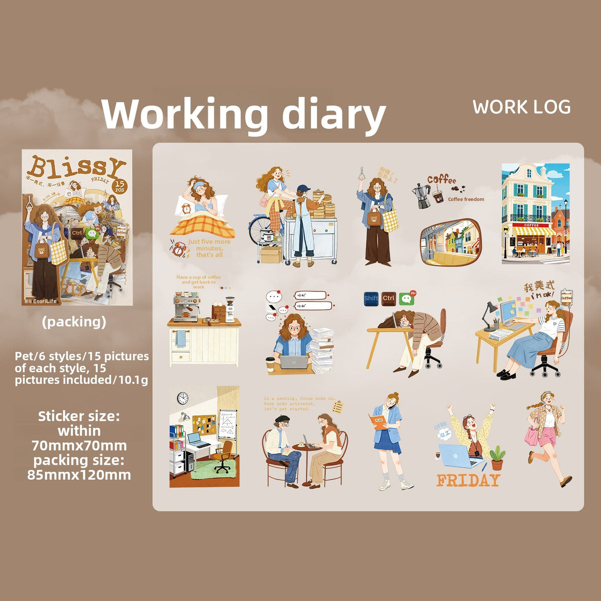 Stickers girl diary-15 pzas
