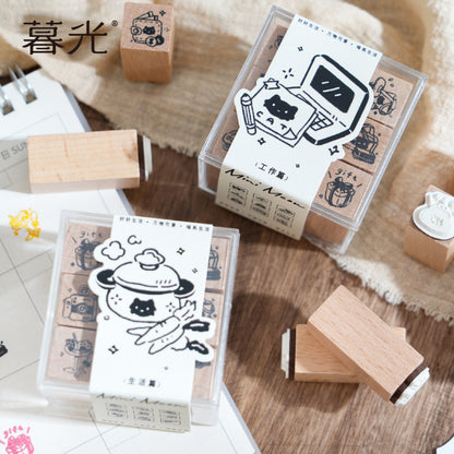 Sellitos de madera Mini Meow-9 pzas