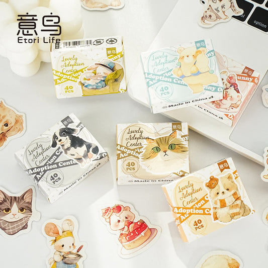 Cajita de stickers animales sweet-40 pzas