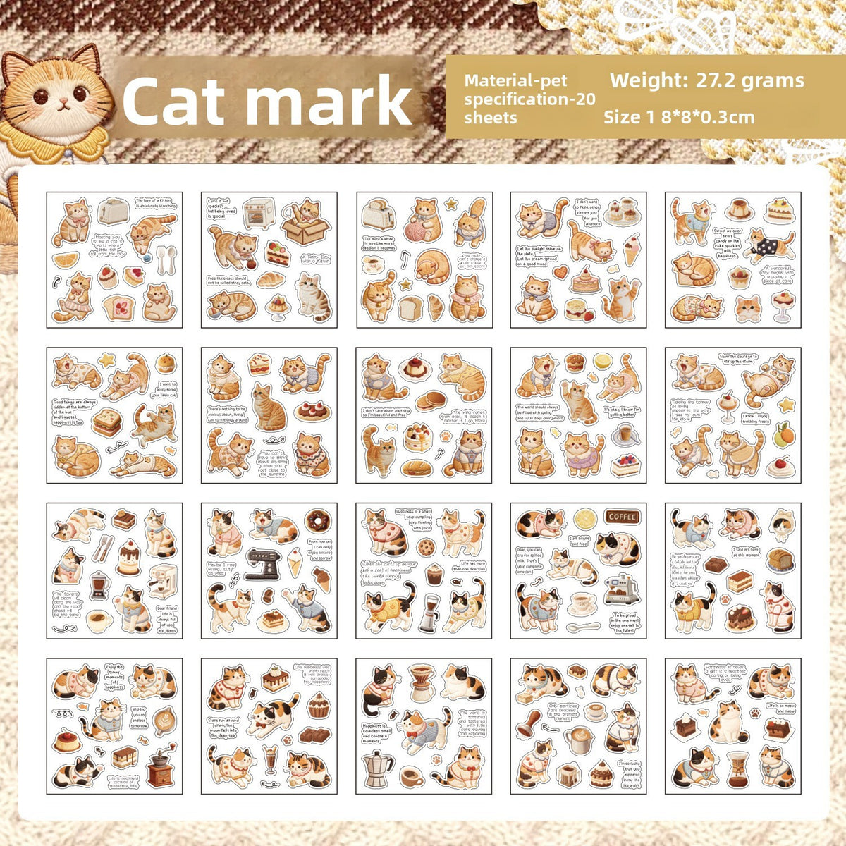 Mini librito de stickers cat-20 hojas