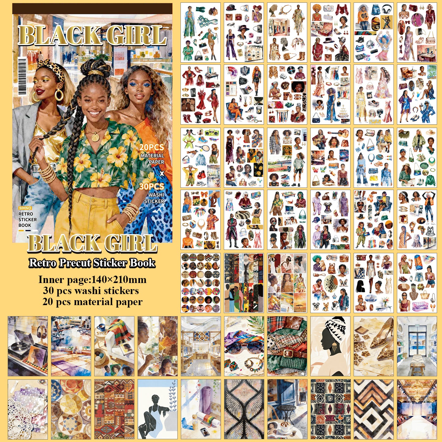 Block de stickers Black girl-50 hojas