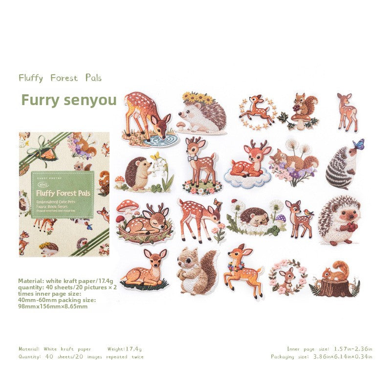 Stickers cute animals bordados-40 pzas