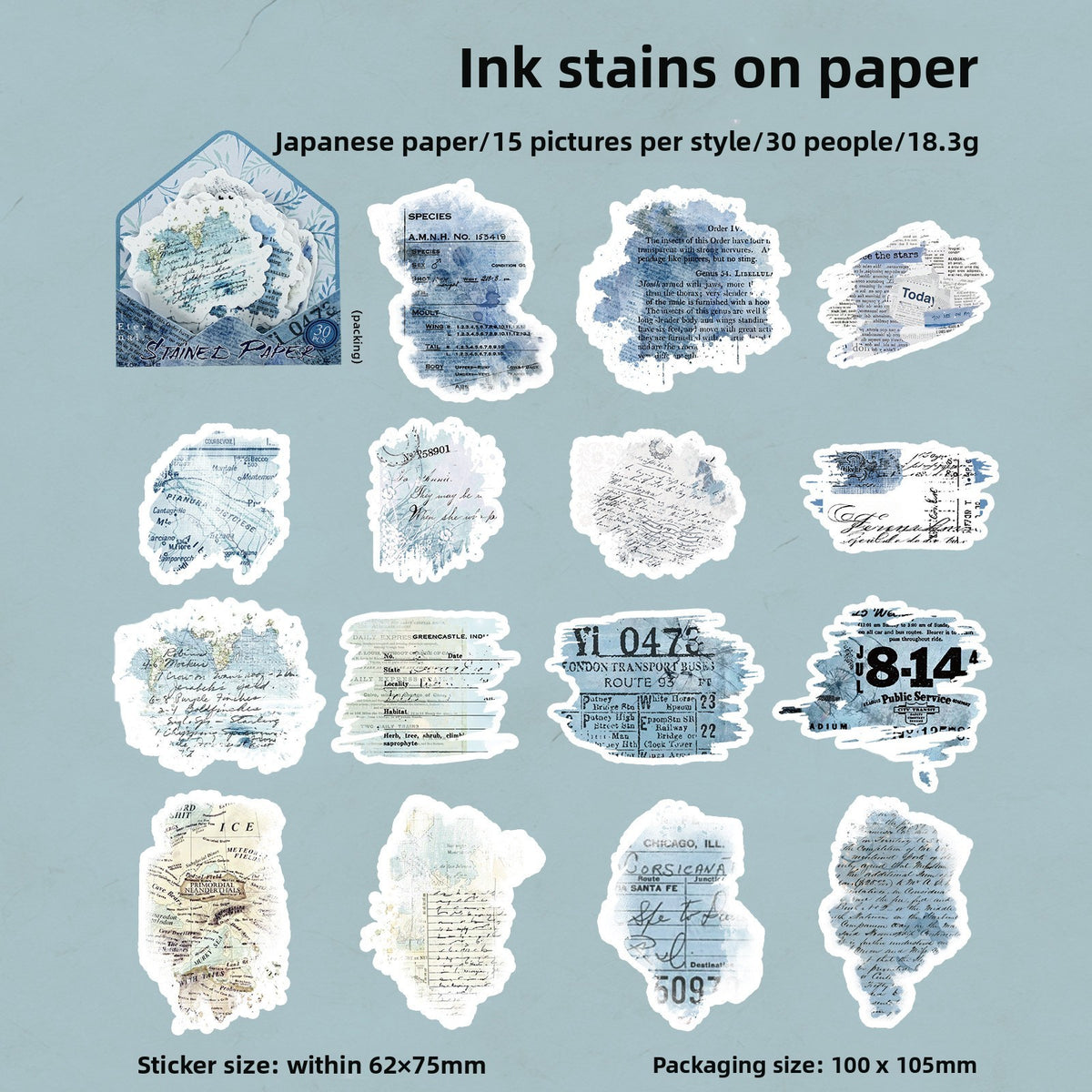 Stickers stained paper-30 pzas