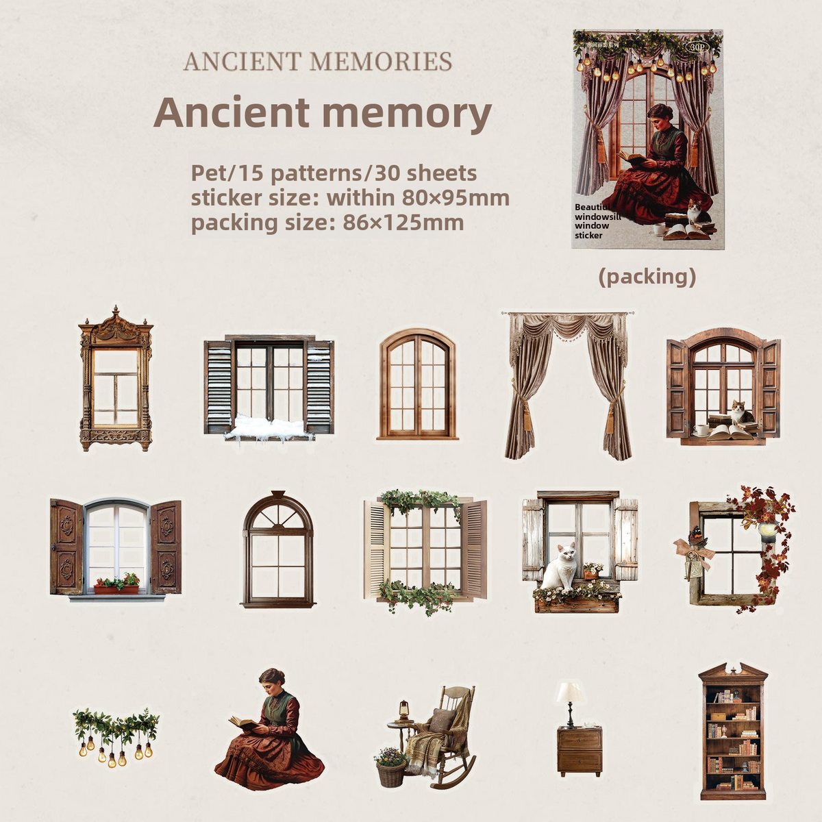 Stickers beautiful windowsill-30 pzas