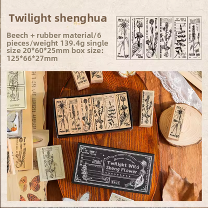 Sellos de madera blossom rubbing-6 pzas