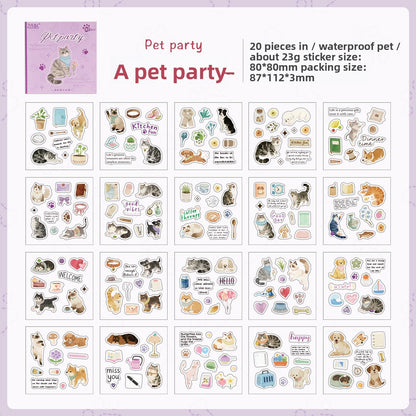 Mini librito de stickers cat dog-20 hojas