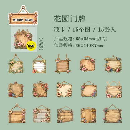 Stickers cartonaje wooden board-15 pzas
