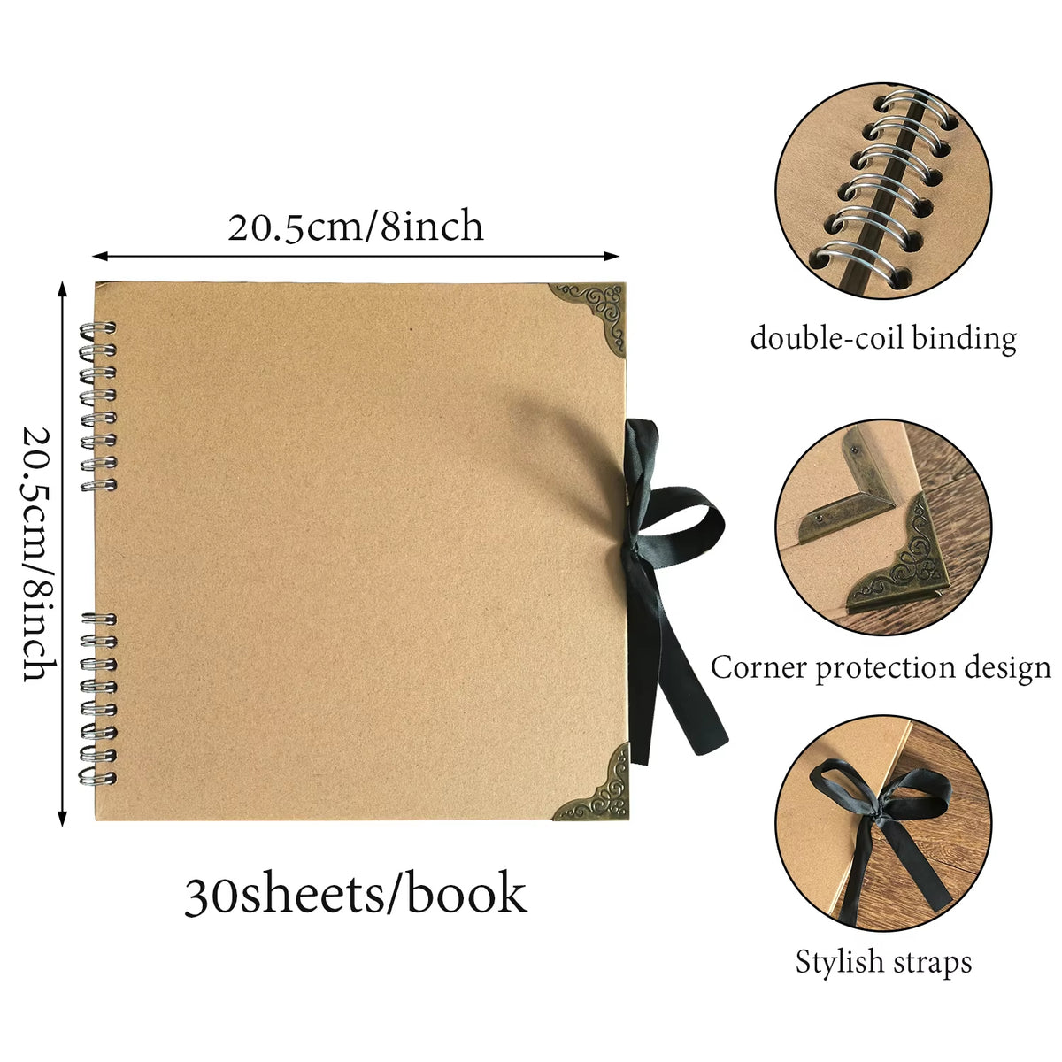 Albúm con hojas kraft 20.5 cm x 20.5 cm-30 hojas
