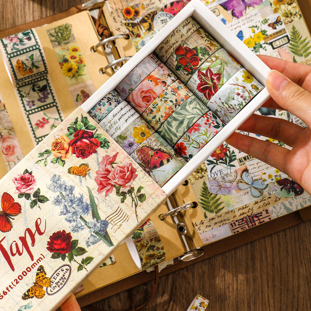 Set washitape mariposas floral-20 pzas