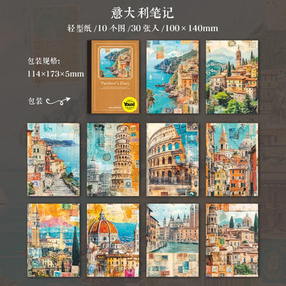 Papeles wanderer diary-30 piezas