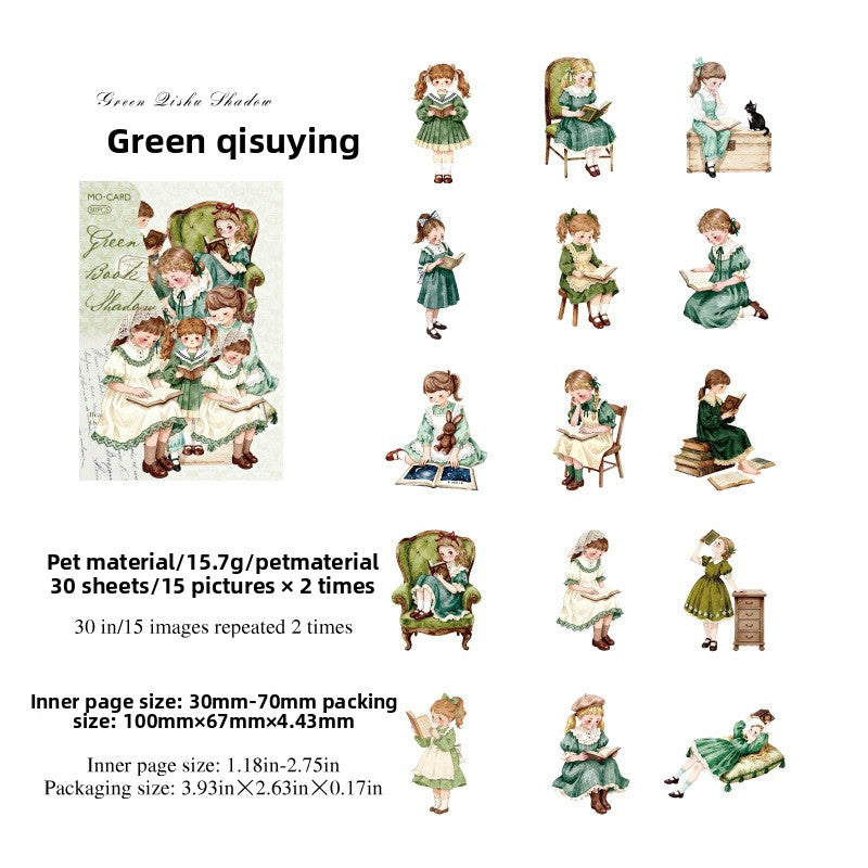 Stickers niñas lectoras-30 pzas