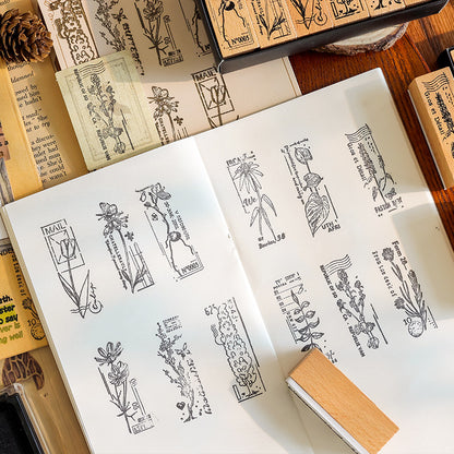 Sellos de madera blossom rubbing-6 pzas