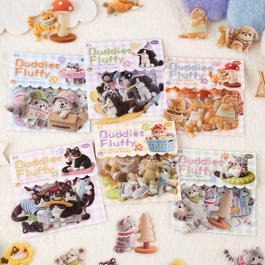 Stickers buddies fluffy-15 pzas