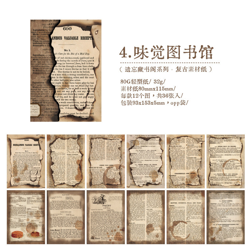 Papel vintage quemado-36 pzas