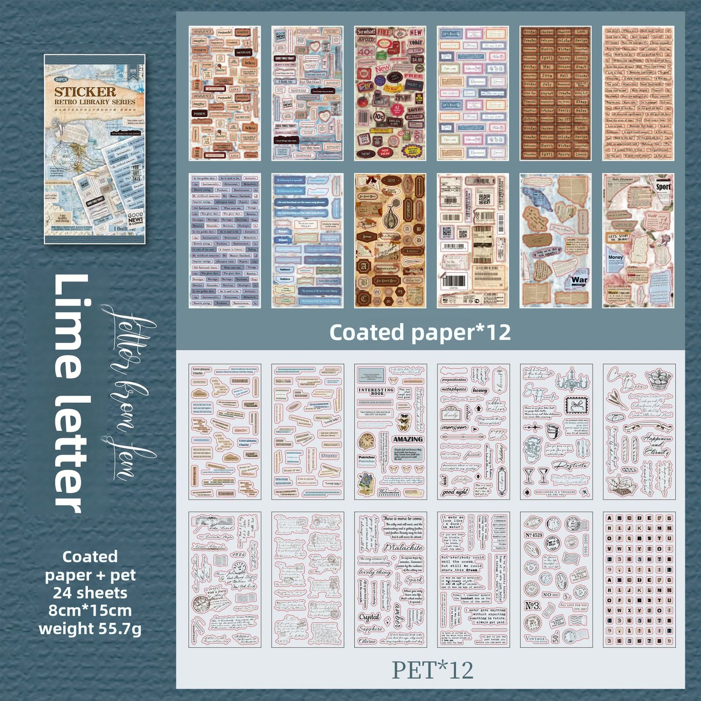 Block de stickers retro librery-24 pzas