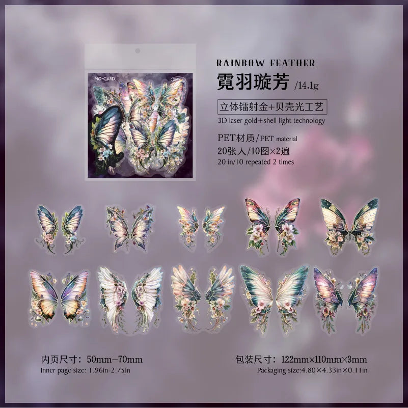 Stickers mariposas holograficas-20 pzas