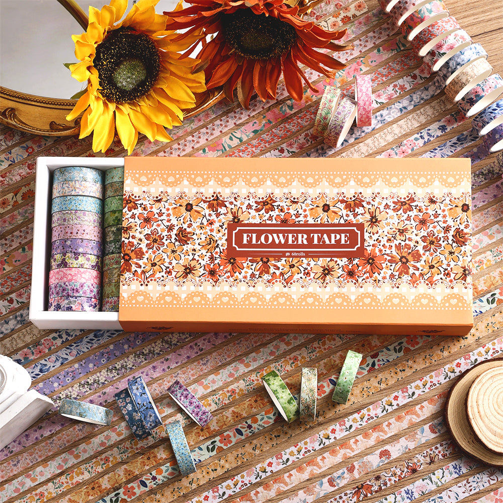 Set de washitape floral-60 pzas
