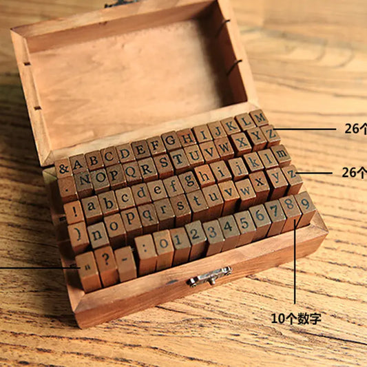 Sellos Alphabet de madera-70 piezas