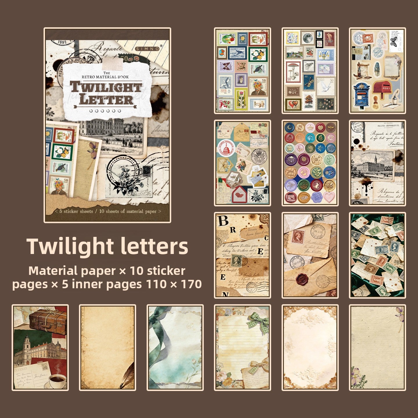Block de stickers y papeles-15 hojas