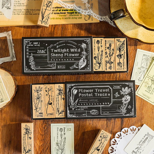 Sellos de madera blossom rubbing-6 pzas