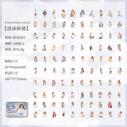 Latas de stickers muñecas y chicos-100 pzas