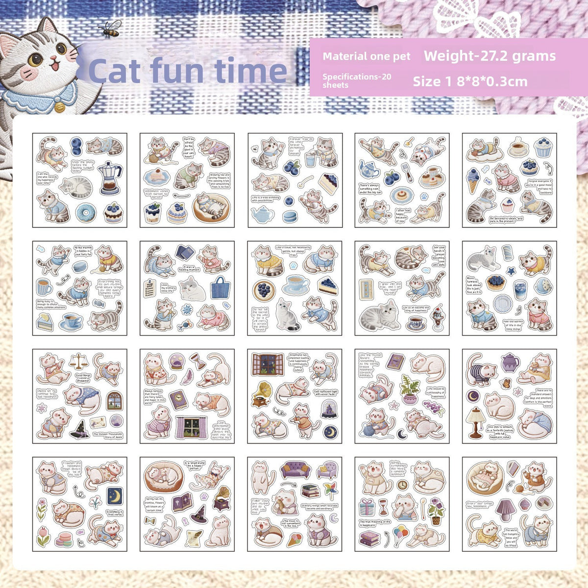 Mini librito de stickers cat-20 hojas