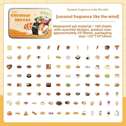Latita de stickers comida-100 pzas