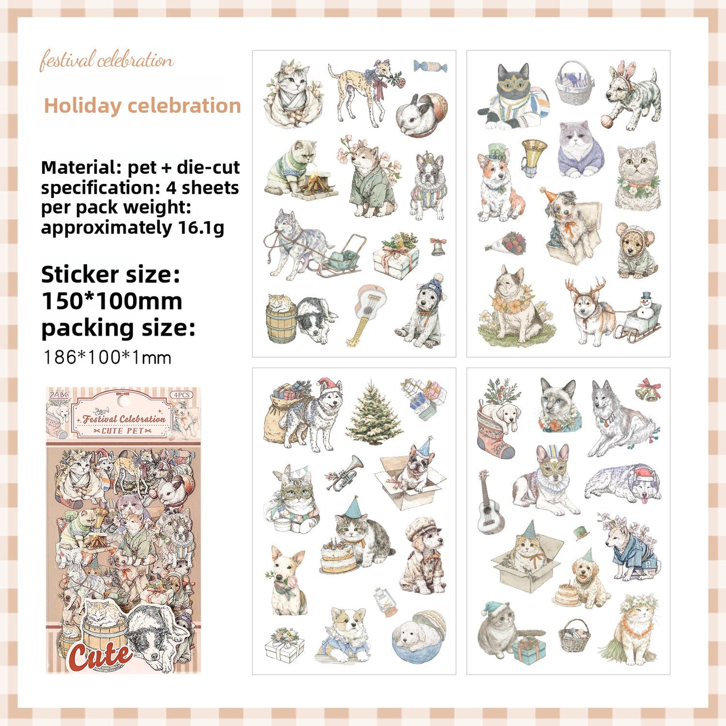 Stickers cute pet-4 planchas