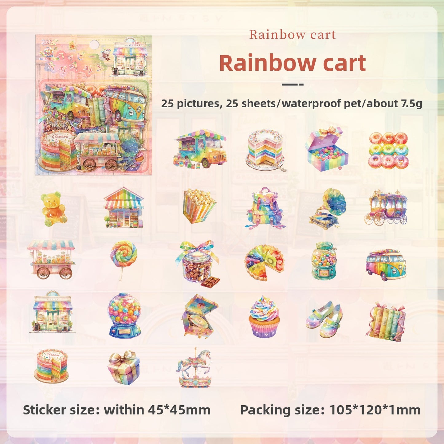 Stickers alimentos y lugares-25 pzas