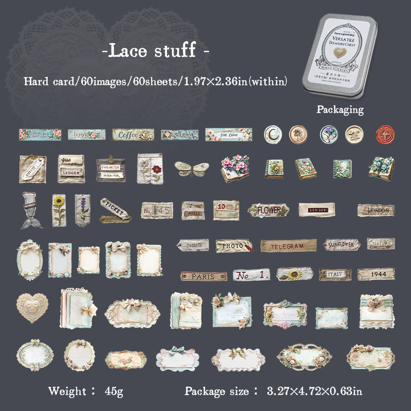 Latita de stickers cartonaje versatale-60 pzas