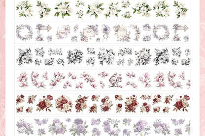 Juego de washitape Die cut flores troqueladas-6 pzas