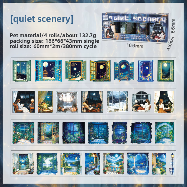 Juego de washitape night troquelados-4 pzas