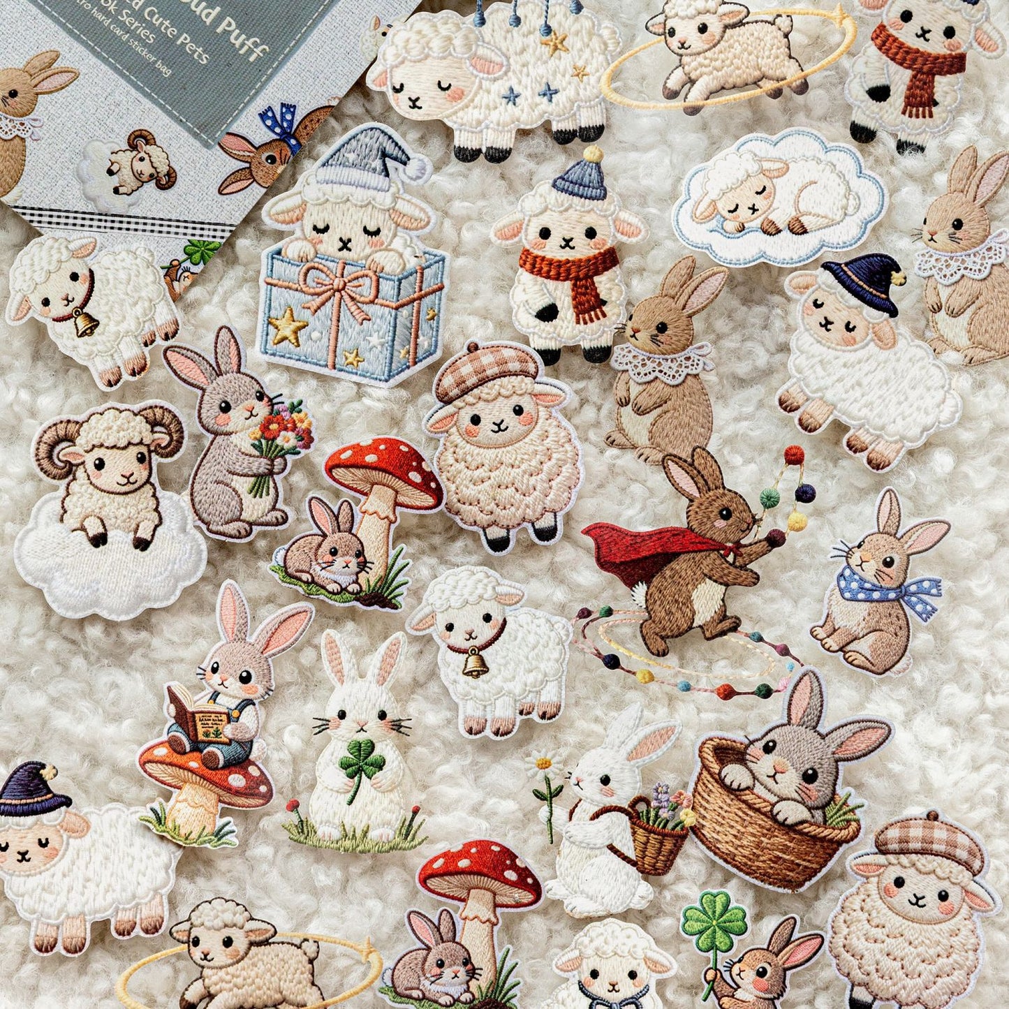 Stickers cute animals bordados-40 pzas