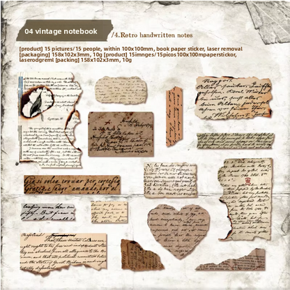 Sticker papeles rotos quemados-15 pzas