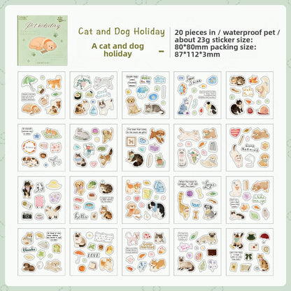 Mini librito de stickers cat dog-20 hojas