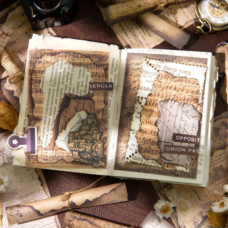 Papel vintage quemado-36 pzas