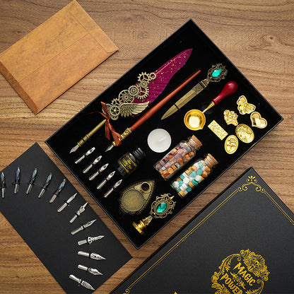 Set de Pluma Gray, sellos de lacre y abre cartas-34 pzas