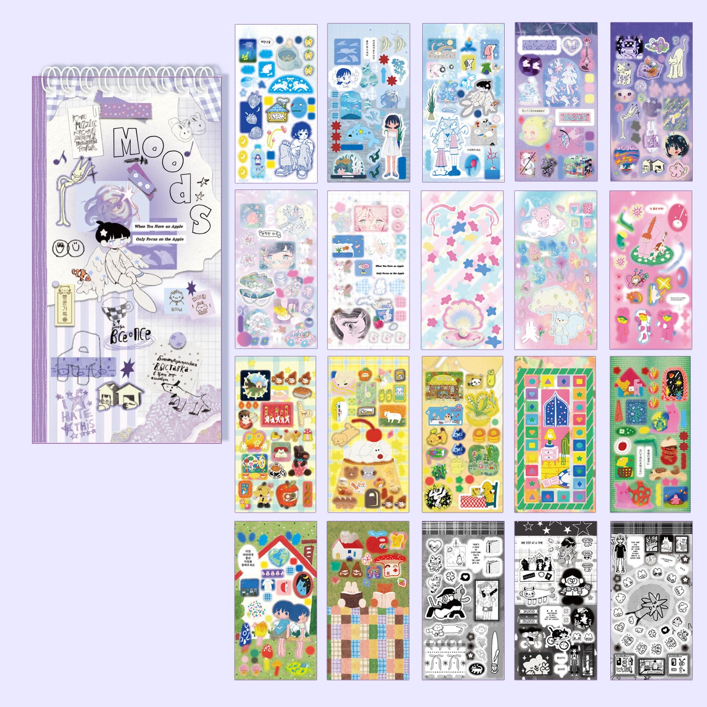 Block de stickers aestetic-20 hojas