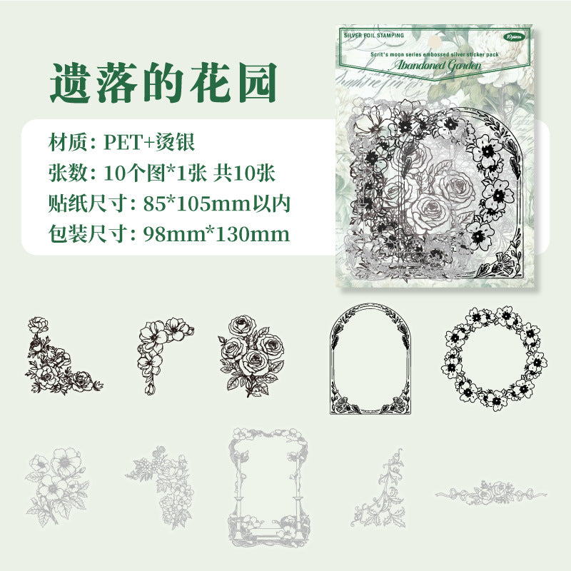 Stickers silver foil encaje-10 unidades